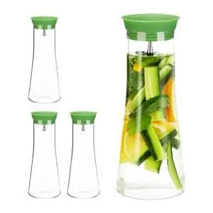 Lot 4 carafes cylindre couvercle 1 L