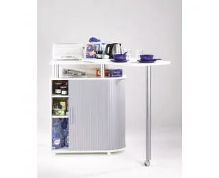 Desserte snack pivotante - 145 x 46.5 cm - Blanc / Aluminium