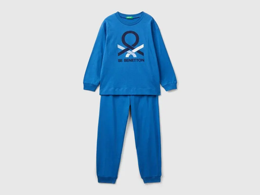 Pyjama bleu à imprimé logo