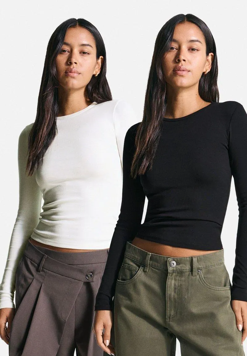 2-PACK LONG SLEEVED TOP - T-shirt à manches longues - white