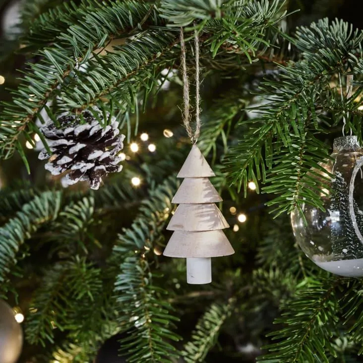 Decorazione sospesa natalizia pigna innevata - Lotto di 12