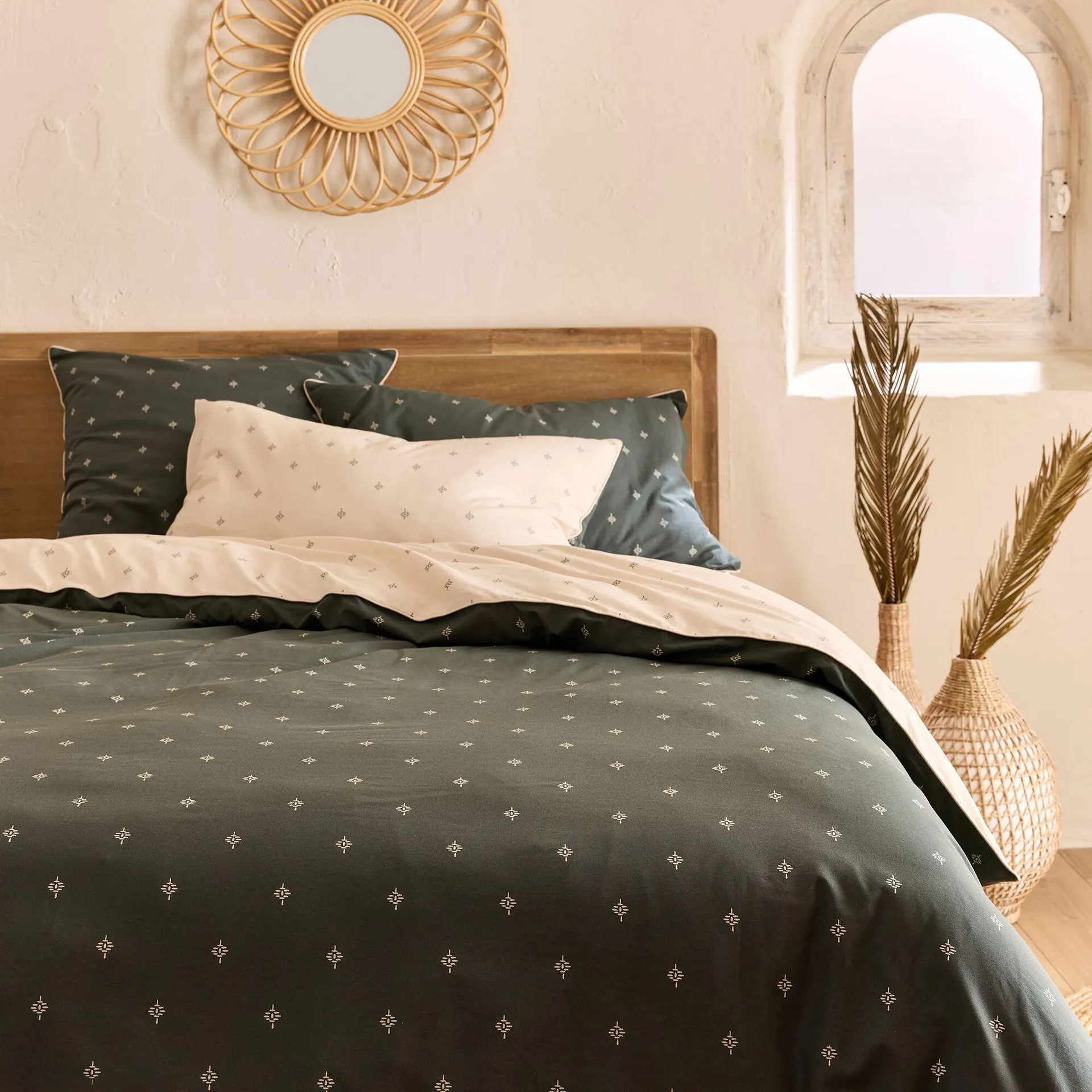 Housse de couette à motifs 240x220cm en coton - vert