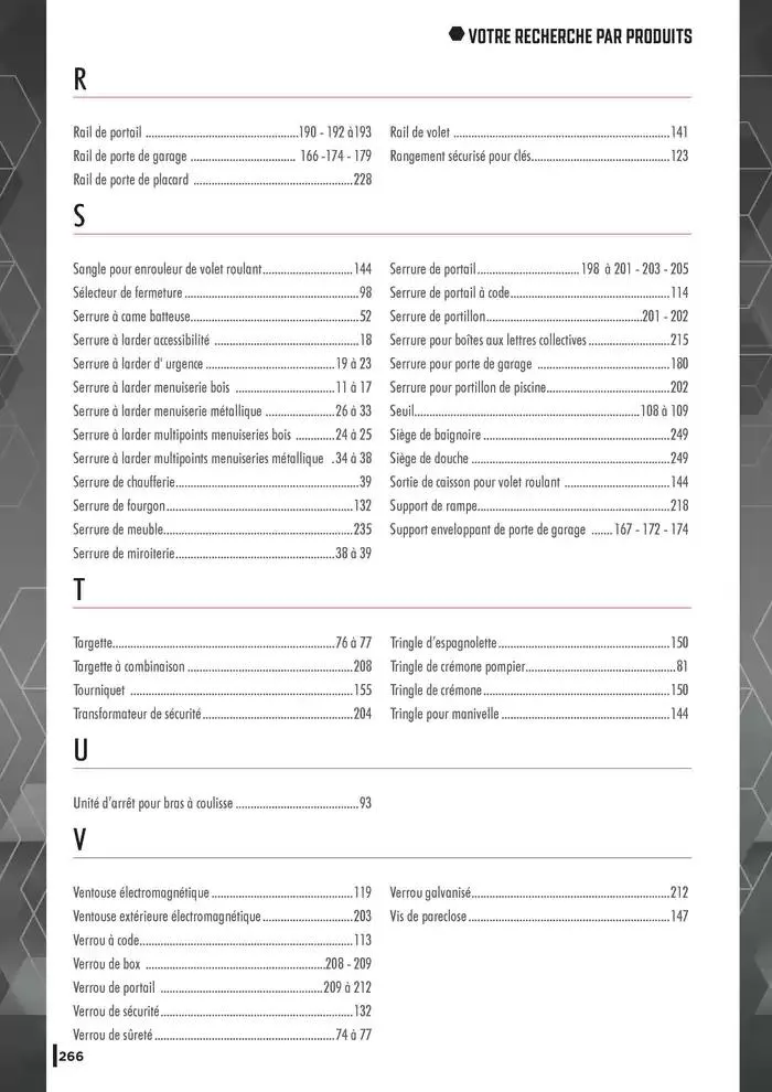 Guide Quincaillerie Serrurerie 2025 - 2026 du 1 avril au 1 avril 2026 - Catalogue page 268