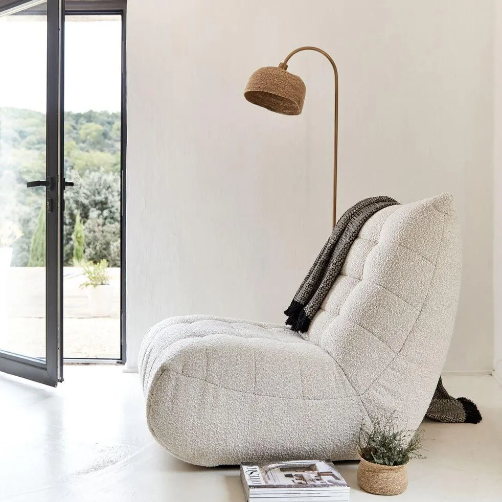 Fauteuil en tissu bouclette - blanc écru