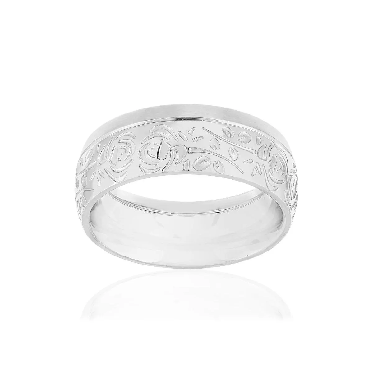 Alliance acier gravé rose 8 mm