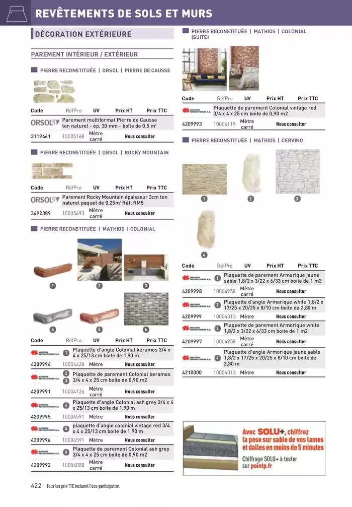 Matériaux 2025 du 1 janvier au 31 décembre 2025 - Catalogue page 422