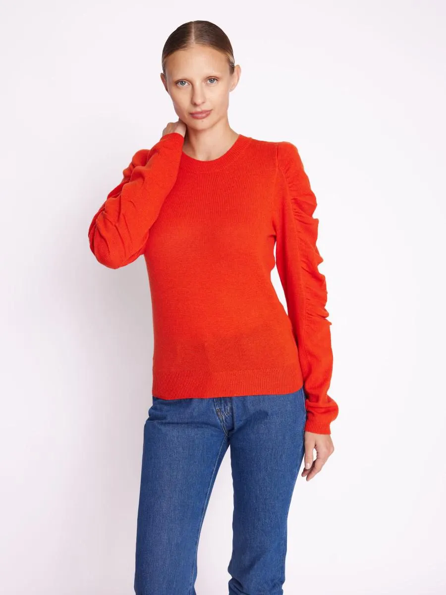 ACASSANDRA | Pull uni orange manches bouffantes