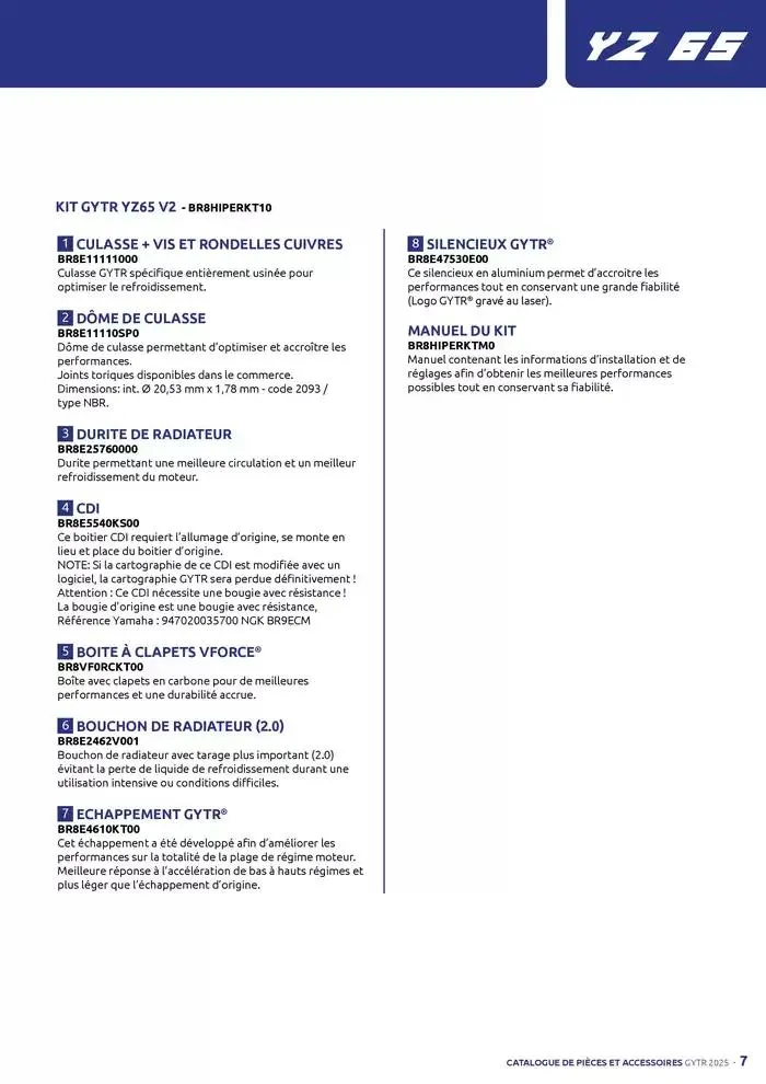 Catalogue Yamaha Motos - Accessoires GYTR Off Road du 23 septembre au 30 avril 2025 - Catalogue page 7