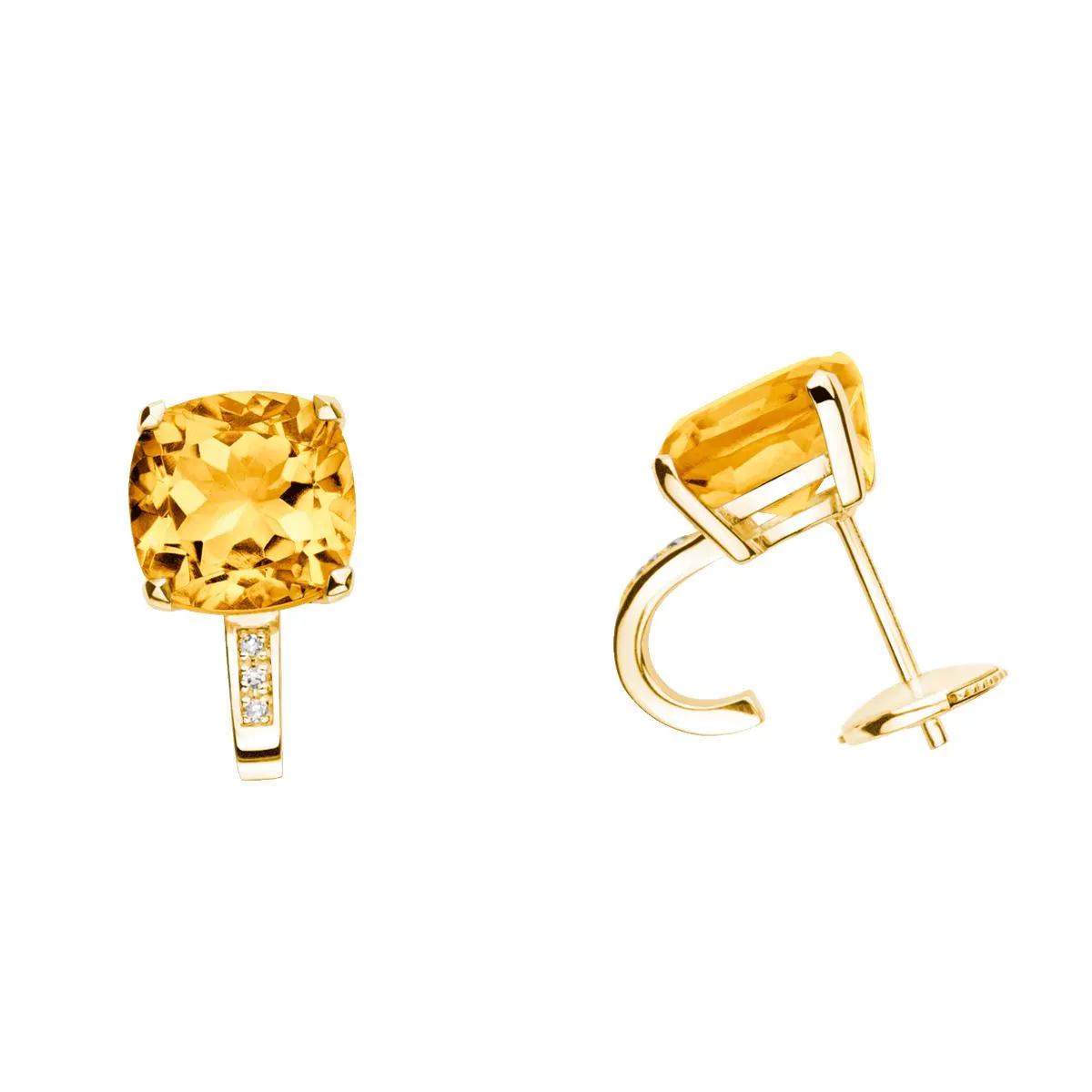 Boucles d'oreilles Petit Visage d'Amour, citrine