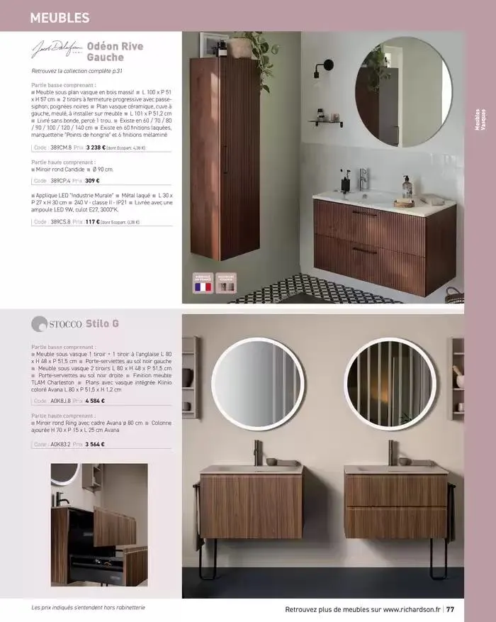 SALLE DE DE BAINS ET CARRELAGE 2025 du 11 avril au 31 décembre 2025 - Catalogue page 79