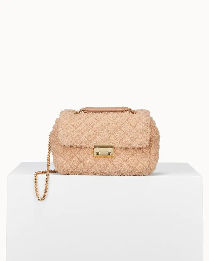 PETIT SAC OMIA en textile effet laine bouillie beige