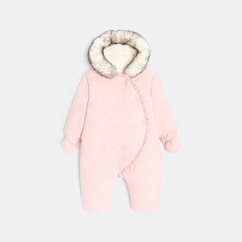 Combipilote doublée avec volants rose naissance