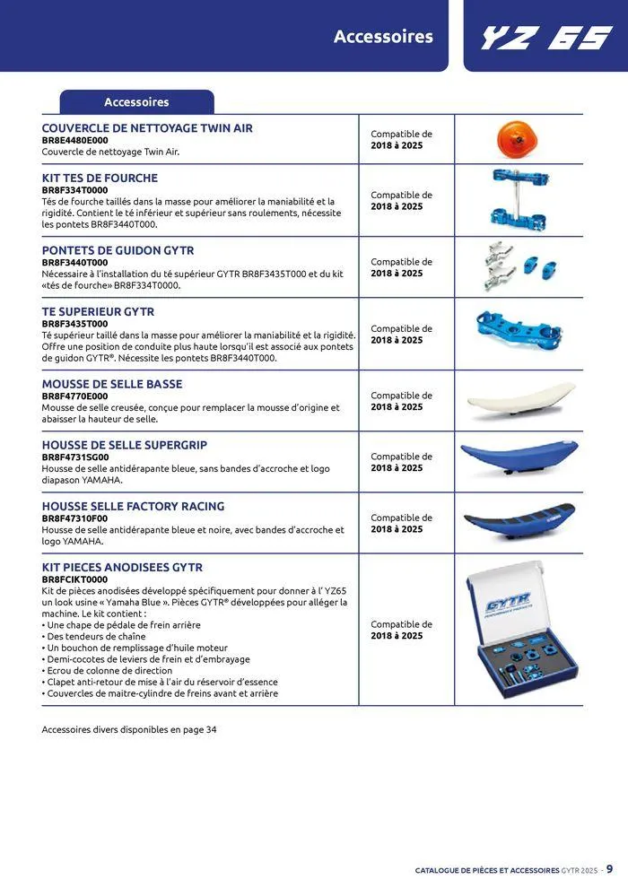 Catalogue Yamaha Motos - Accessoires GYTR Off Road du 23 septembre au 30 avril 2025 - Catalogue page 9