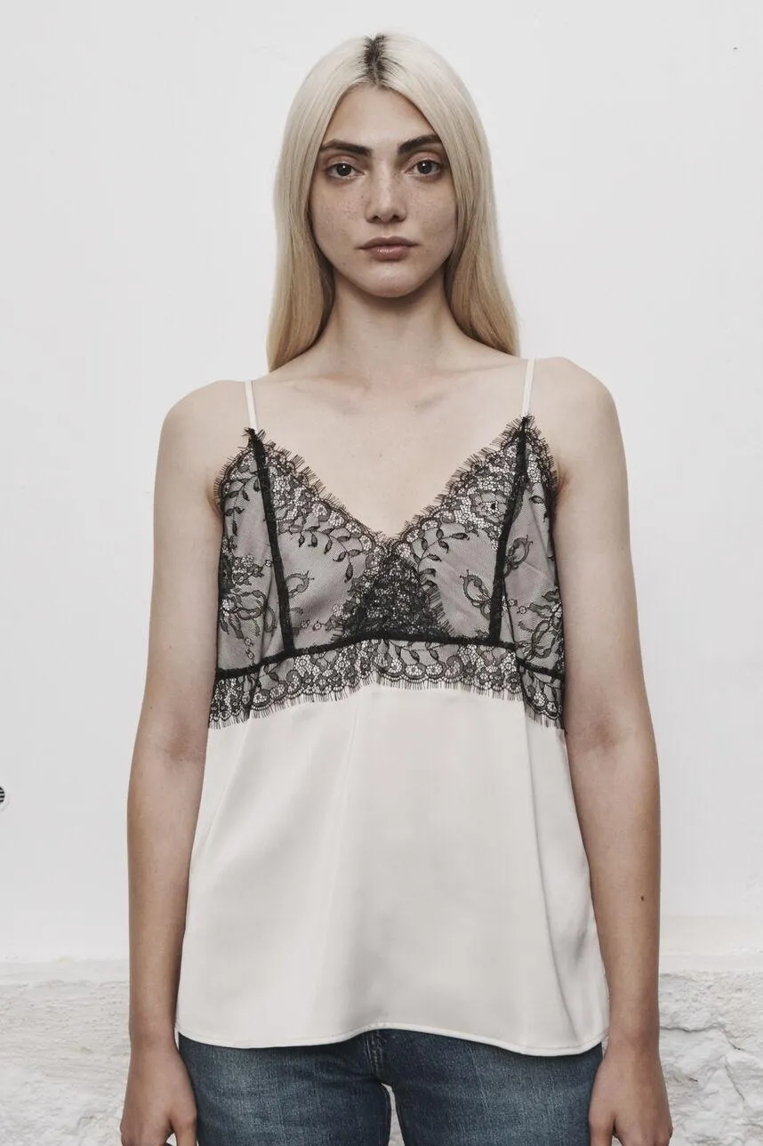 Top satiné dentelle THEINA