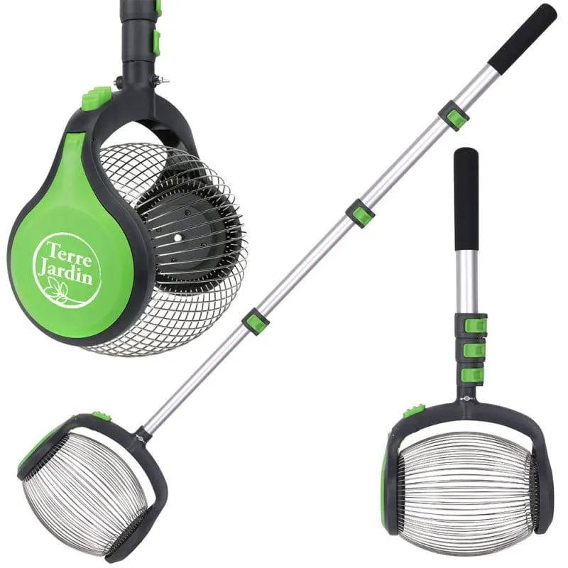 Ramasse Noix, châtaignes et marrons avec manche télescopique et ouverture latérale