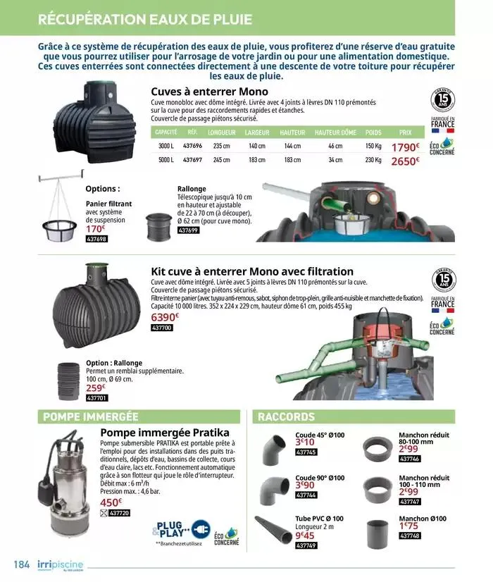 Les plaisir de l'eau Piscine,Spa,Arrosage du 10 mars au 31 décembre 2025 - Catalogue page 184