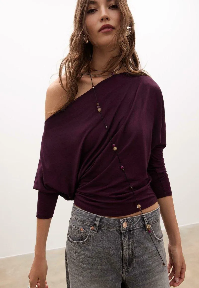T-shirt à manches longues - mottled dark purple