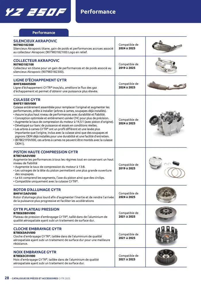 Catalogue Yamaha Motos - Accessoires GYTR Off Road du 23 septembre au 30 avril 2025 - Catalogue page 28