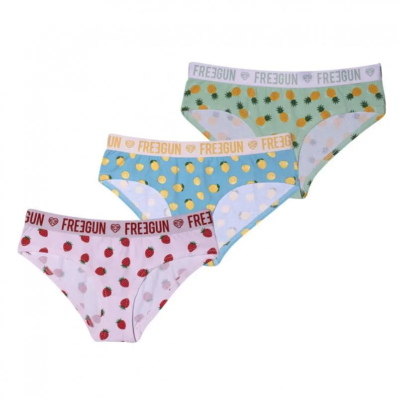 Lot de 3 culottes Freegun coton fille Fruité