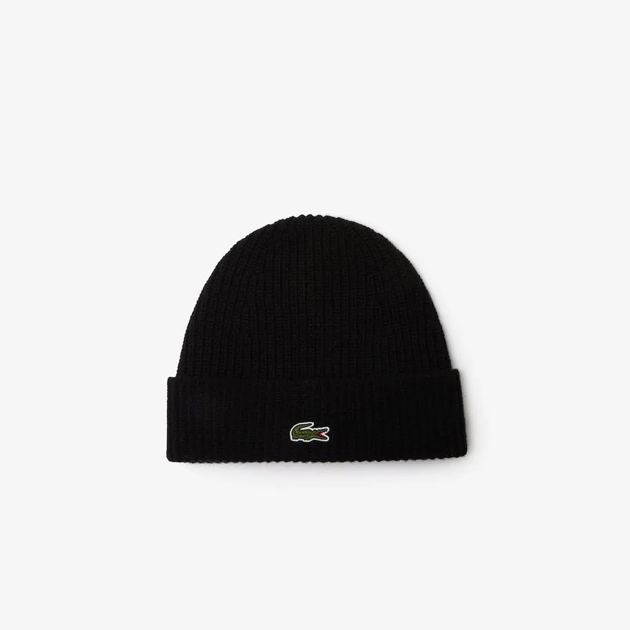 Unisex Lacoste Ribbed Wool Beanie