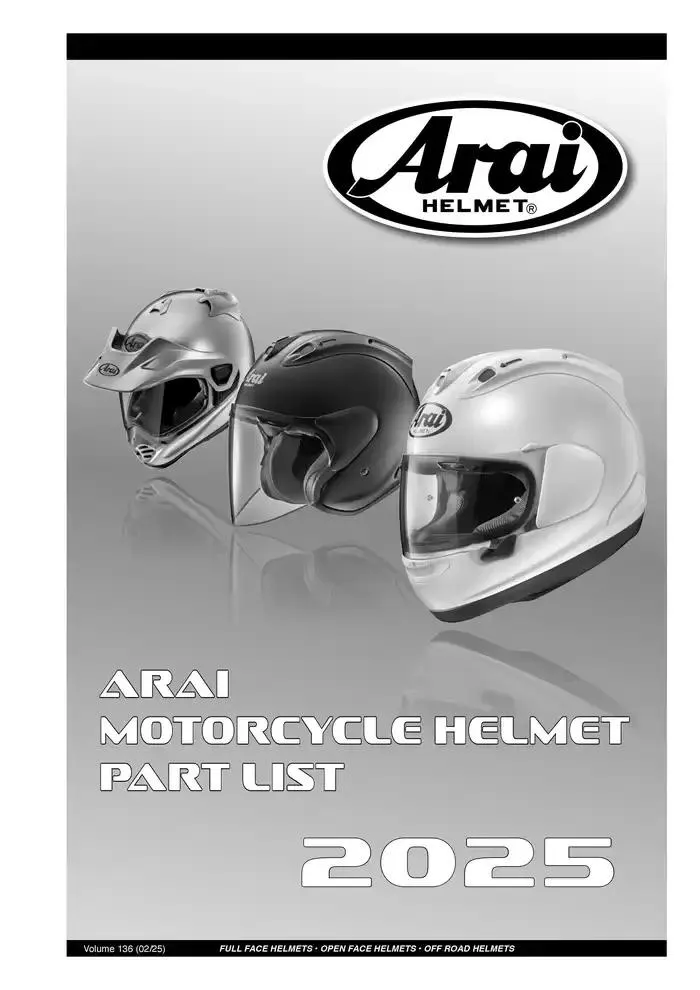 ARAI Parts Book 2025 du 21 février au 31 décembre 2025 - Catalogue page 1