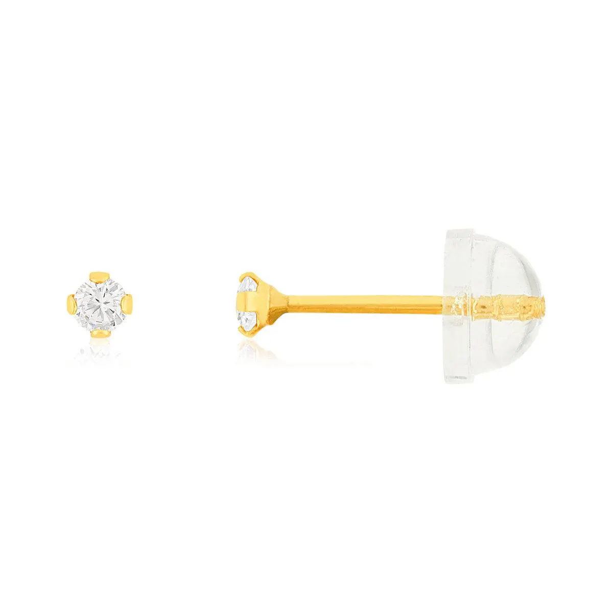 Boucles d'oreilles or 375 jaune zirconia blanc