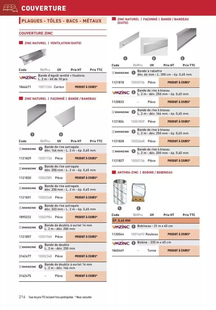 Matériaux 2025 du 1 janvier au 31 décembre 2025 - Catalogue page 216