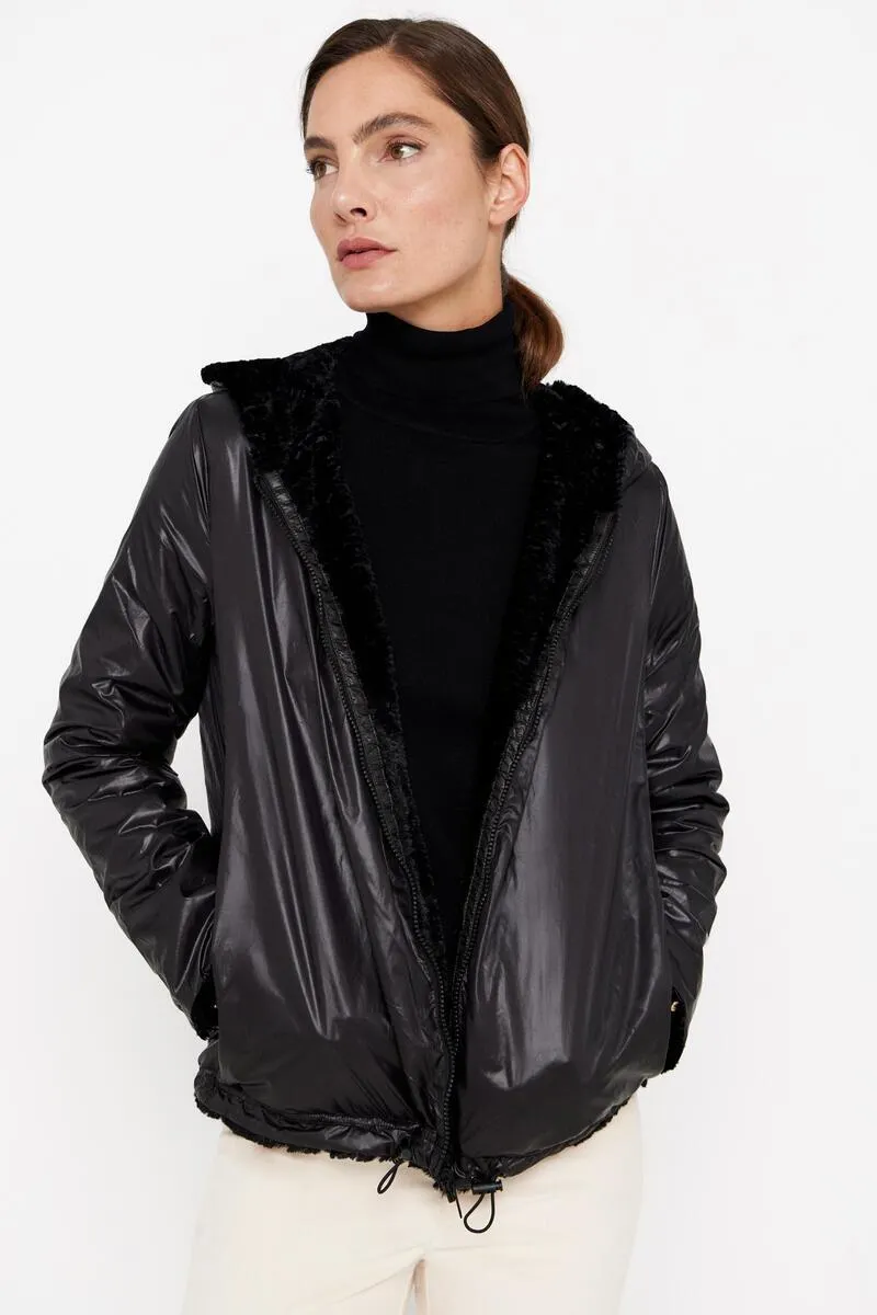 Cazadora corta reversible efecto pelo