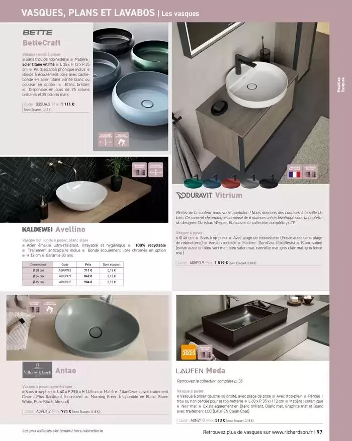 SALLE DE DE BAINS ET CARRELAGE 2025 du 11 avril au 31 décembre 2025 - Catalogue page 99