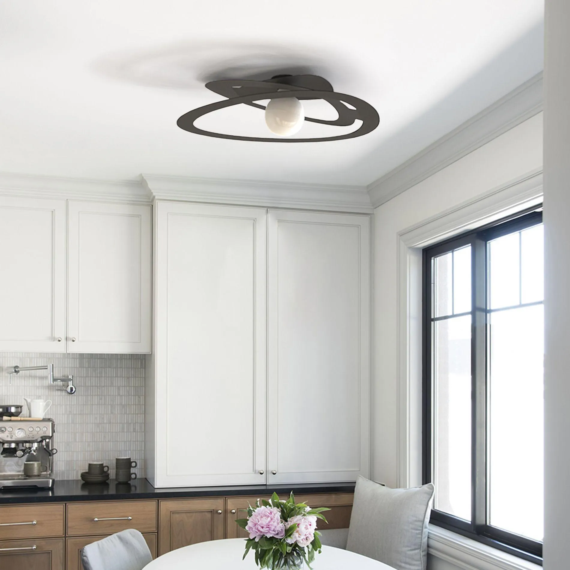 Plafonnier DILATE (D40cm) en métal noir