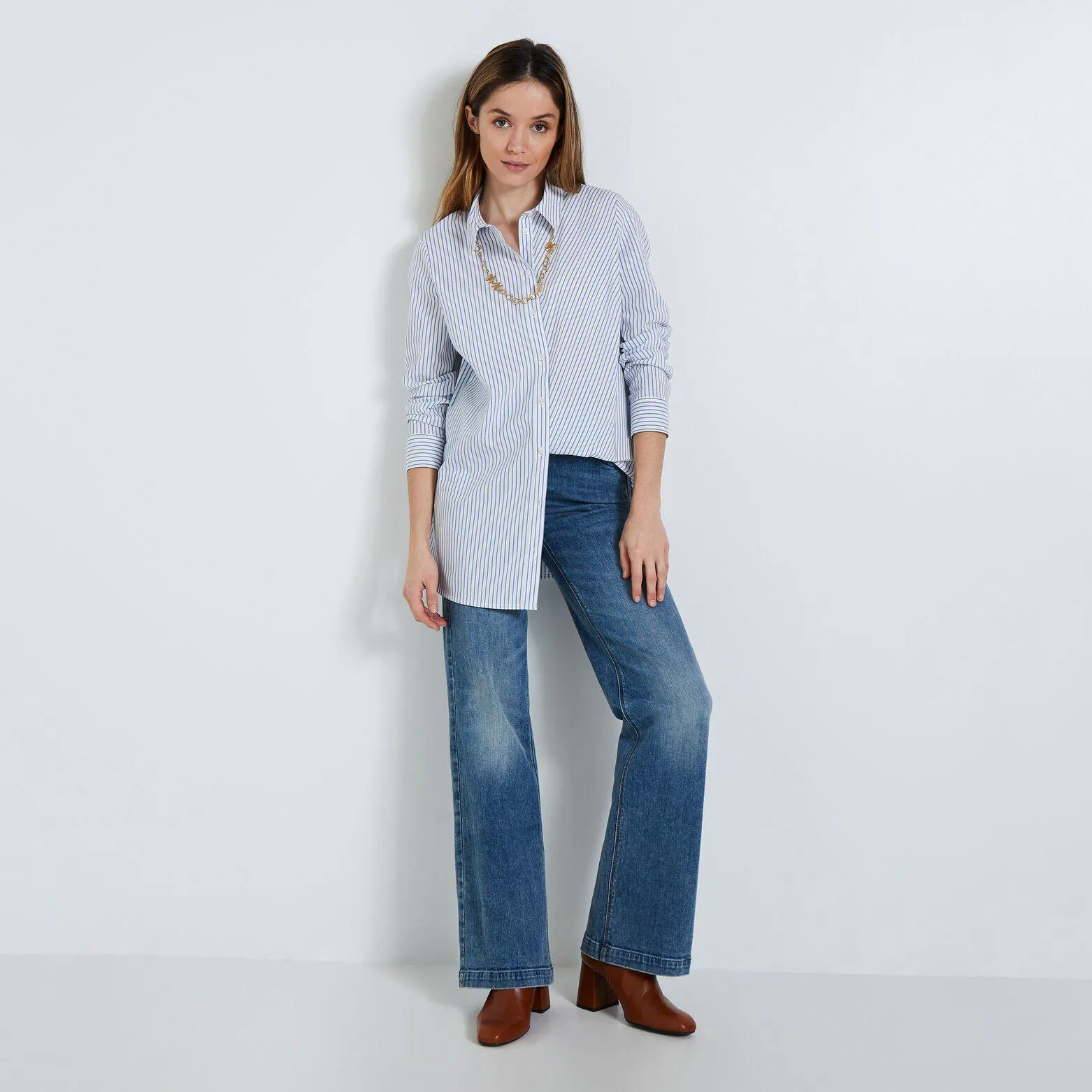 Chemise loose rayée femme