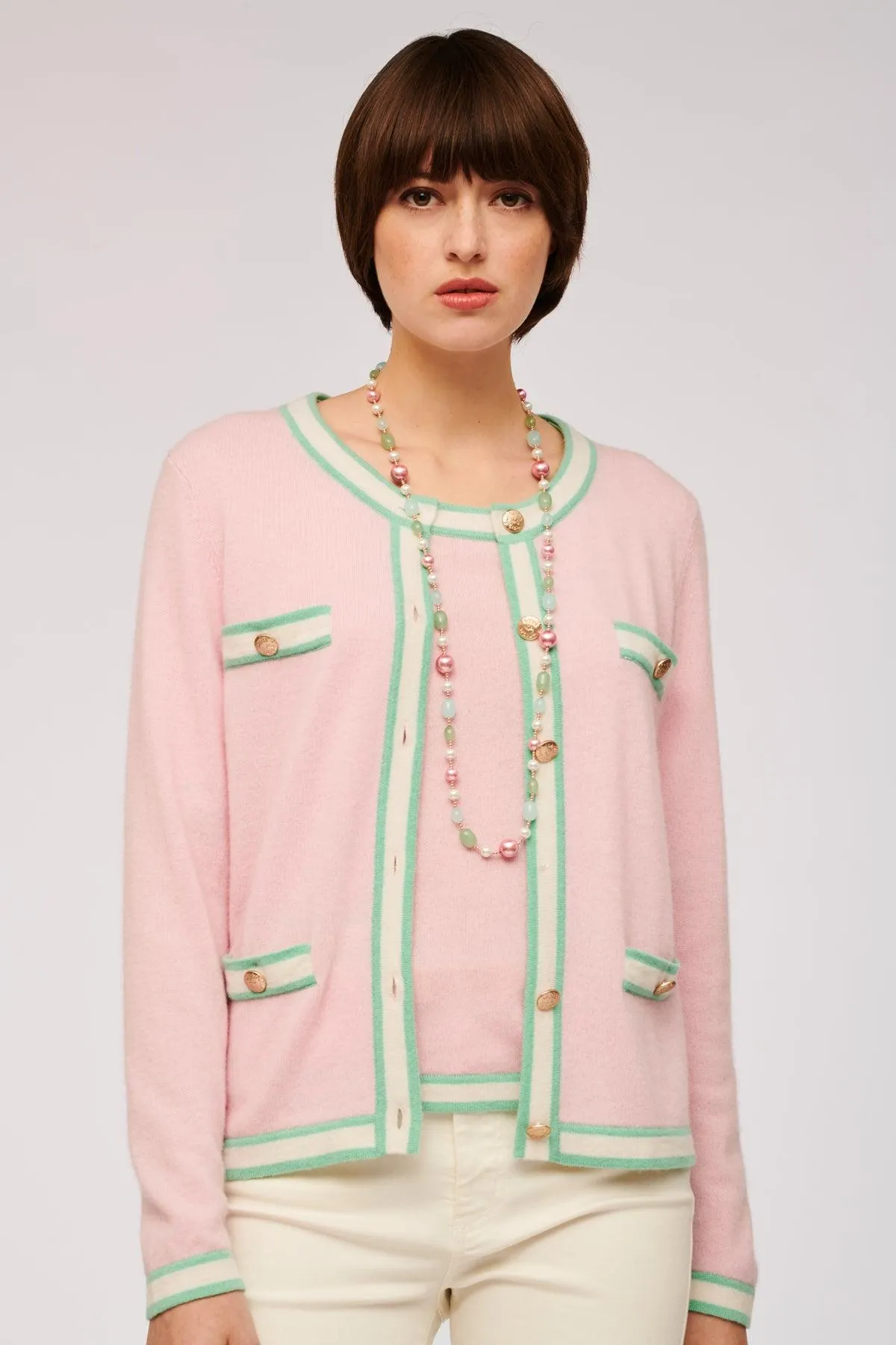 Cardigan bi-color en cachemire