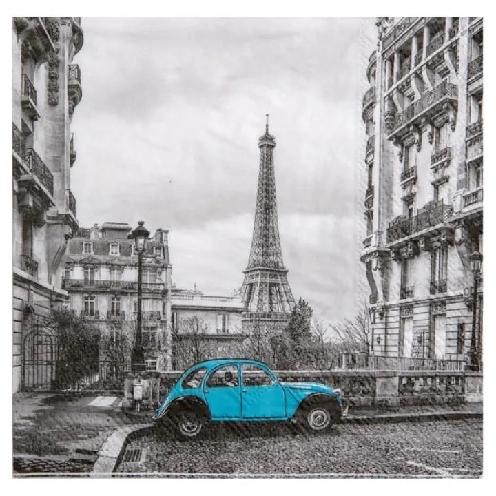 Lot de 20 Serviettes intissé Tour Eiffel 25 x 25 cm