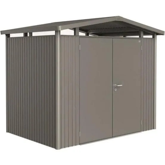 Abri de jardin métal 5,41 m² Panorama P2 Biohort gris quartz