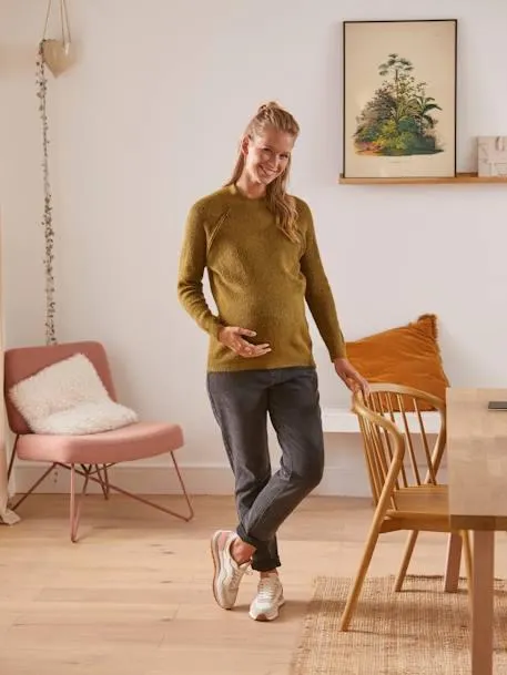Pull maille perlée grossesse et allaitement - vert olive