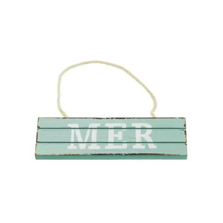 Pancarte à suspendre en bois Mer bleue 15 x 4,5 cm
