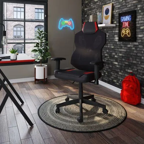 Fauteuil de bureau Gamer ergonomique FUSION noir et rouge