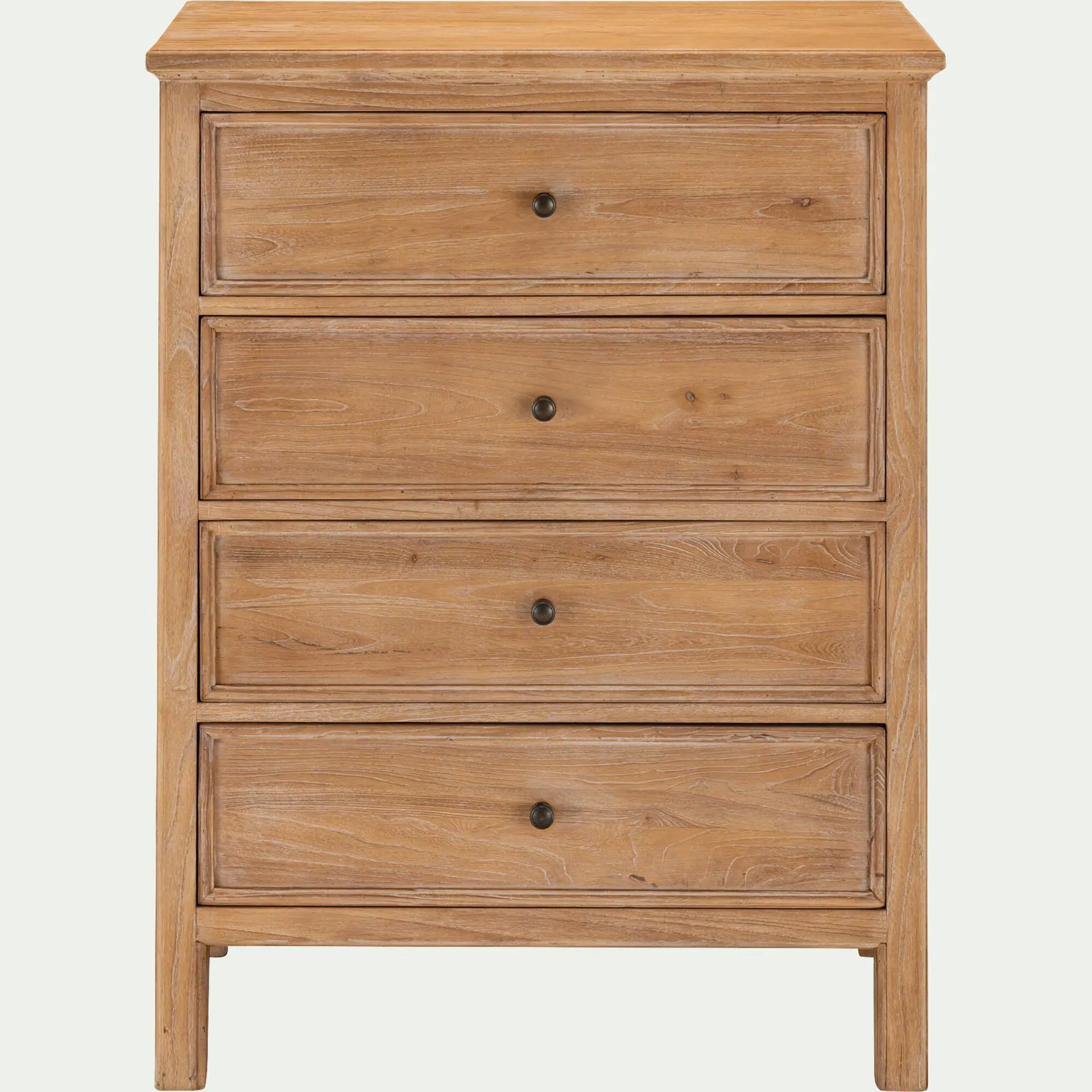 Commode 4 tiroirs en bois d'orme et de pin - bois clair