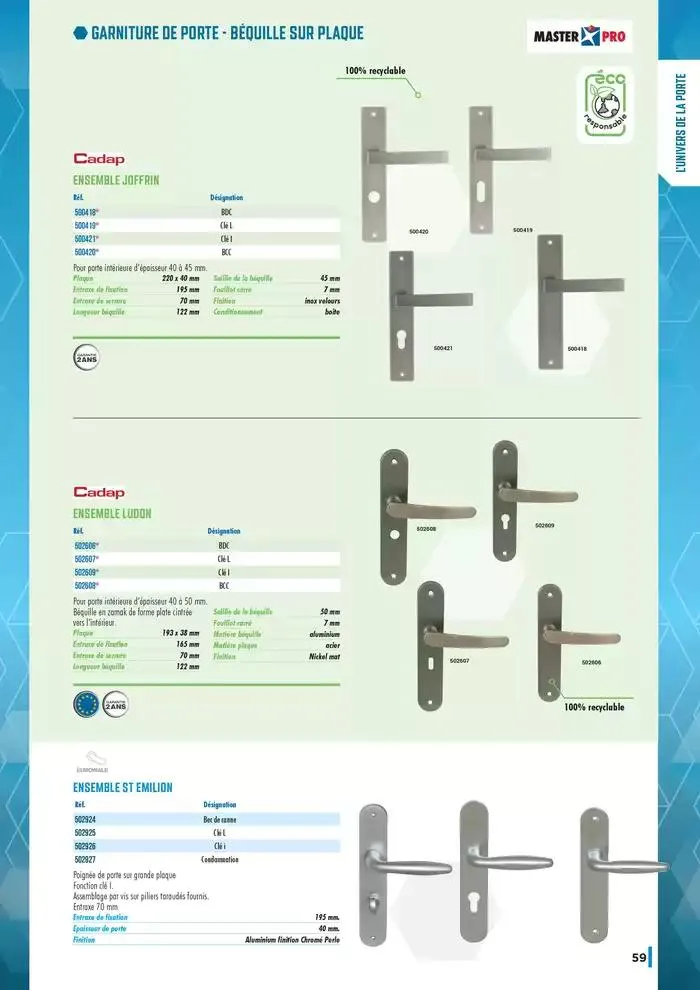 Guide Quincaillerie Serrurerie 2025 - 2026 du 1 avril au 1 avril 2026 - Catalogue page 61