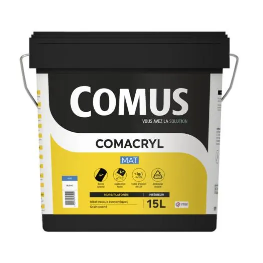 Peinture COMACRYL spécial chantier blanc mat 15L