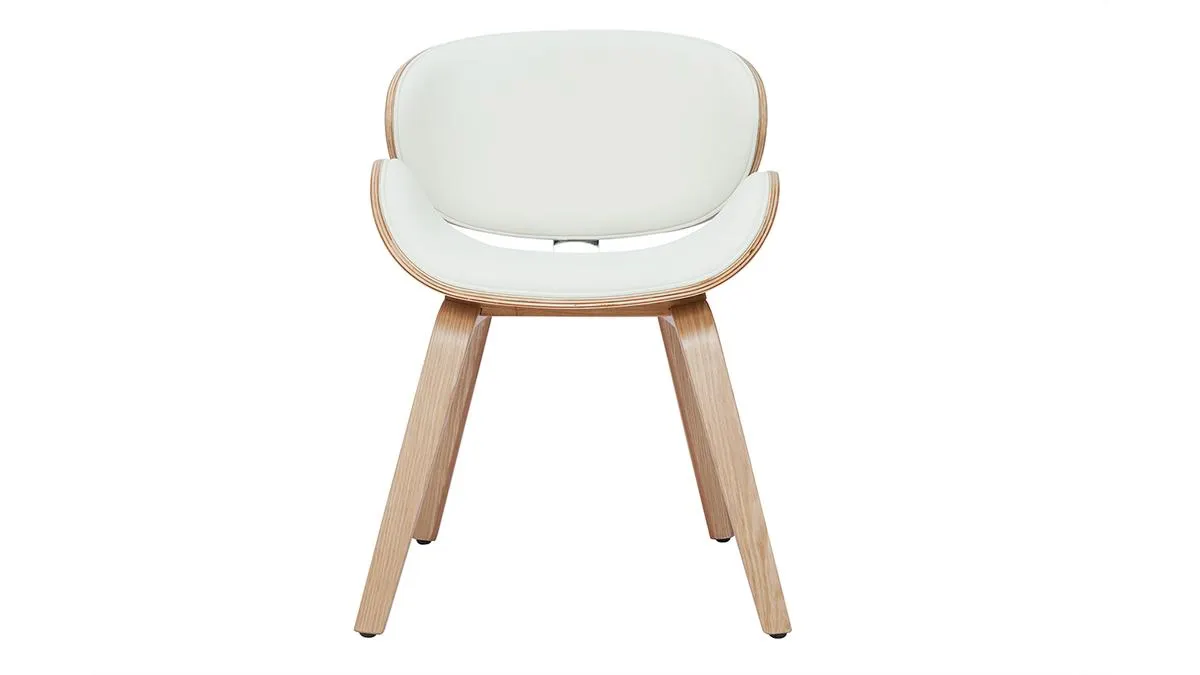 Chaise design blanc et bois clair WALNUT