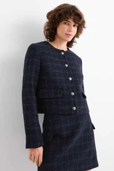Cropped bouclé blazer - regular fit - check