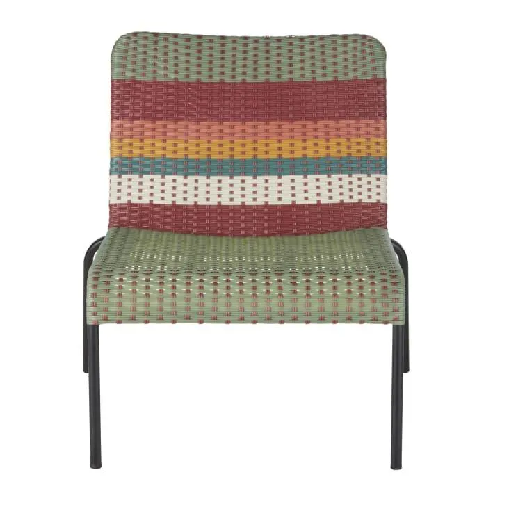 Sillón de jardín de resina trenzada multicolor y acero en negro