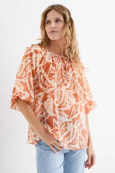 V-neck blouse - patterned