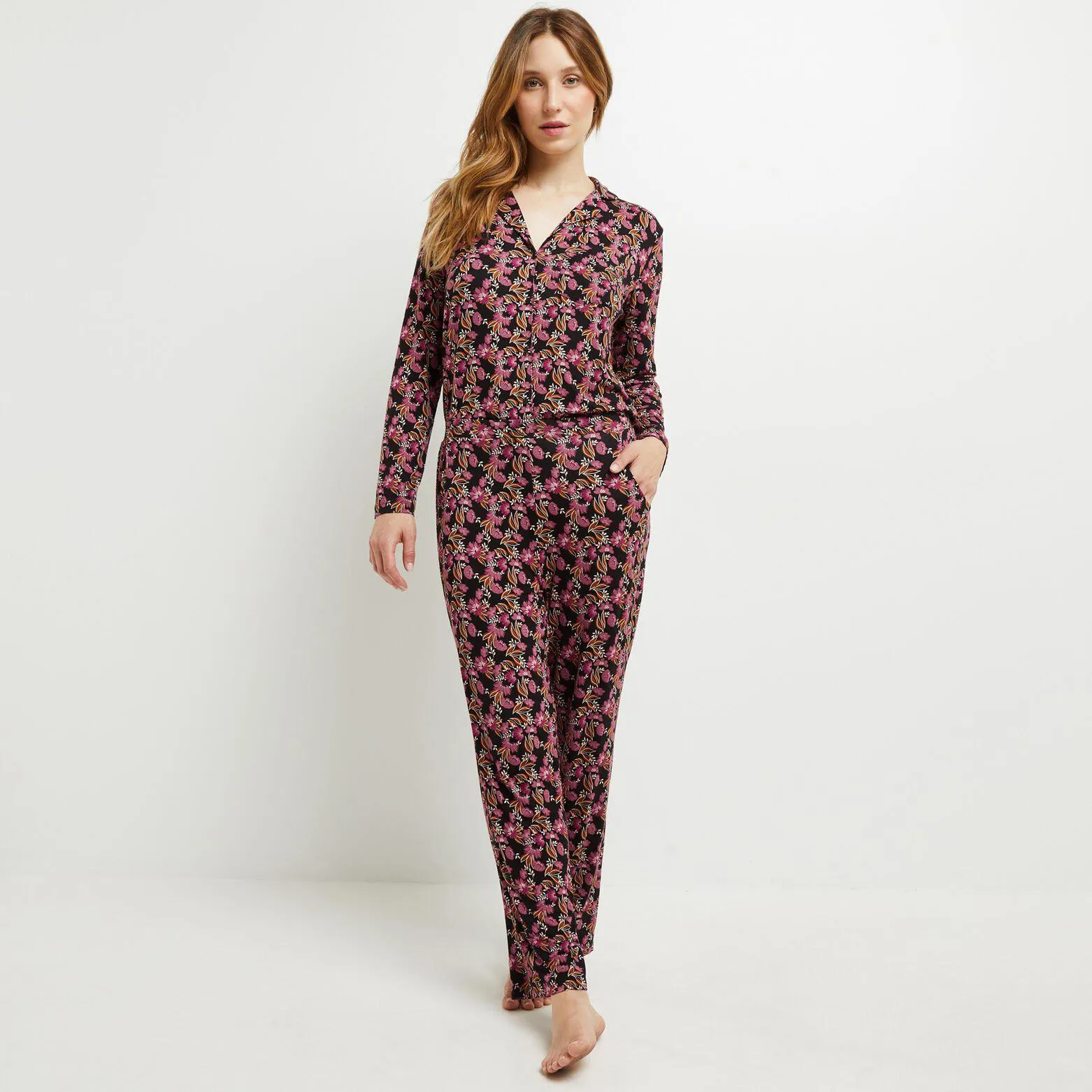 PANTACOURT VISCOSE MULTICO NOIR