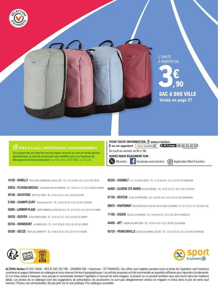 TOP DÉPART POUR LA RENTRÉE À PRIX E. LECLERC du 31 juillet au 7 septembre 2024 - Catalogue page 40