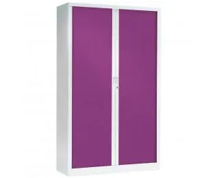 Armoire haute à rideaux monobloc L120 x H198 - PIERRE HENRY - Blanc / Prune