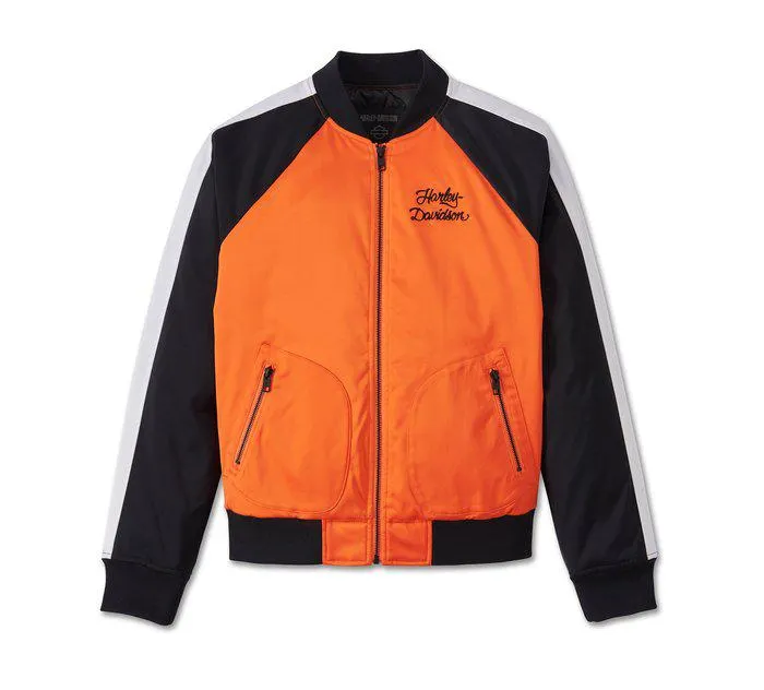 Blouson d'aviateur Sedona en satin orange pour femmes