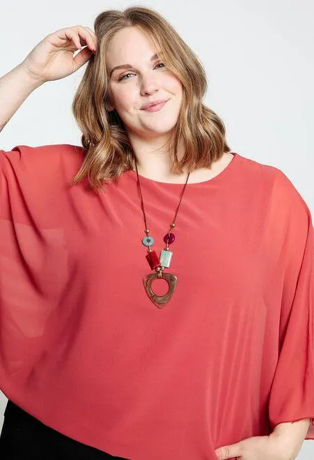 Blouse poncho avec collier