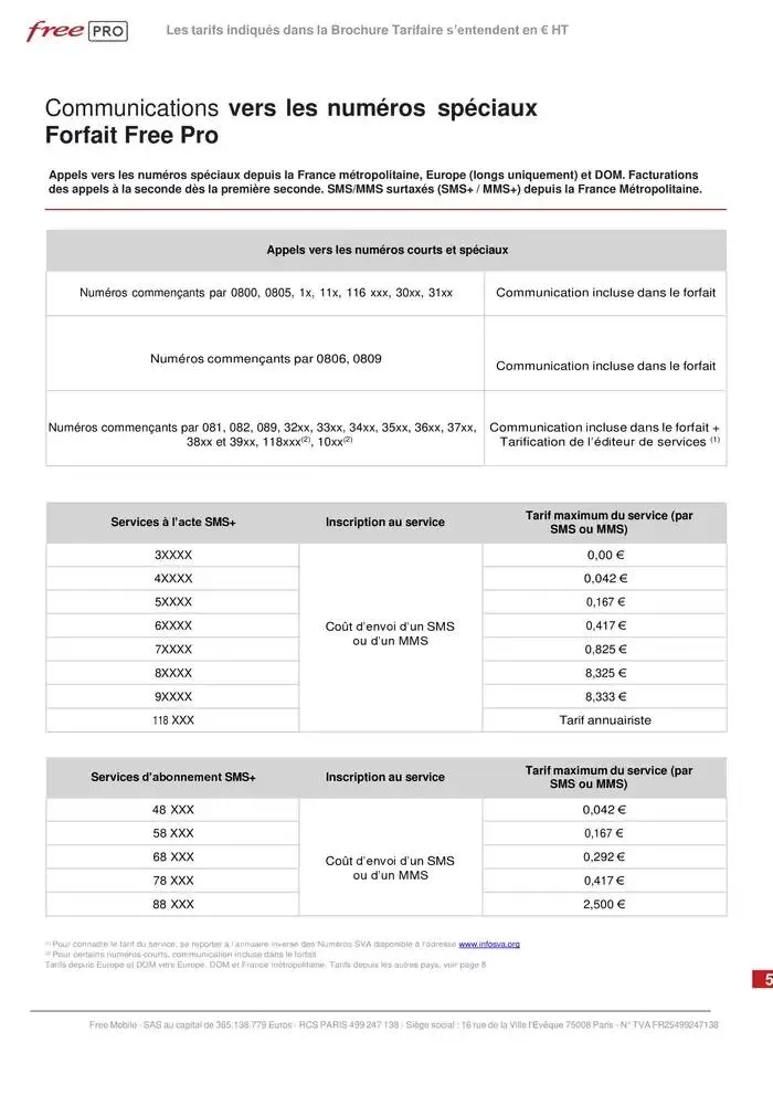 BROCHURE TARIFAIRE OFFRE MOBILE FREE PRO du 21 février au 31 décembre 2025 - Catalogue page 5